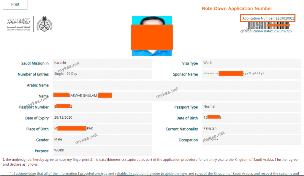 check visit visa status by mofa number