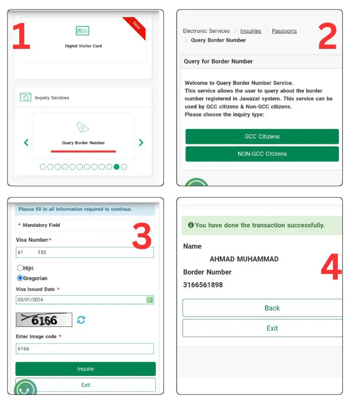 how to check border number using Absher 